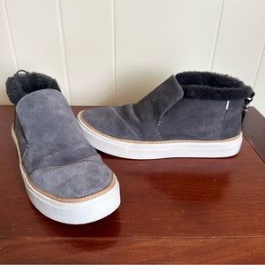 TOMS Paxton Water Resistant Slip-On Shoes Forged Iron Suede/Faux Fur